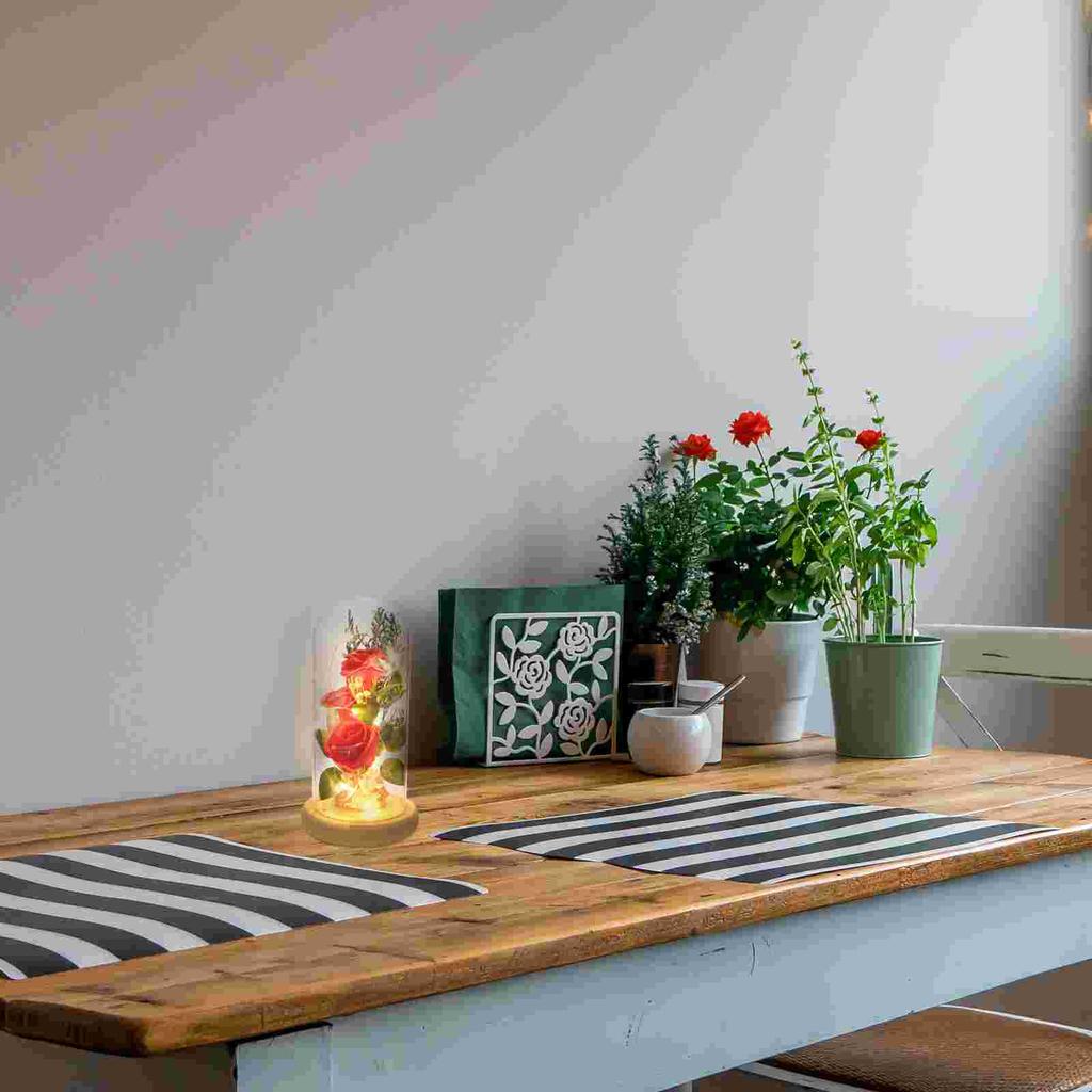 Glass Rose Artificial Flowers Dome Decorations Charming Simulation Gift Borosilicate Cover Ornament Mother Roses