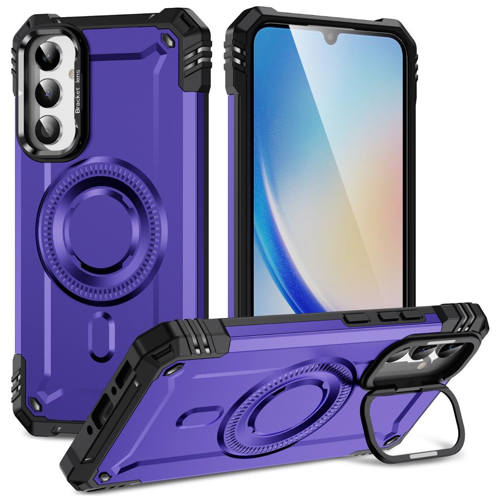 For Samsung Galaxy A26 5G Case Compatible with MagSafe Metal Lens Frame Kickstand PC+TPU Mobile Cover