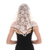 Triangle Veil Scarf Blended Jacquard Rose Shawls For Women Muslim Church Prayer Wedding Shawls Headband