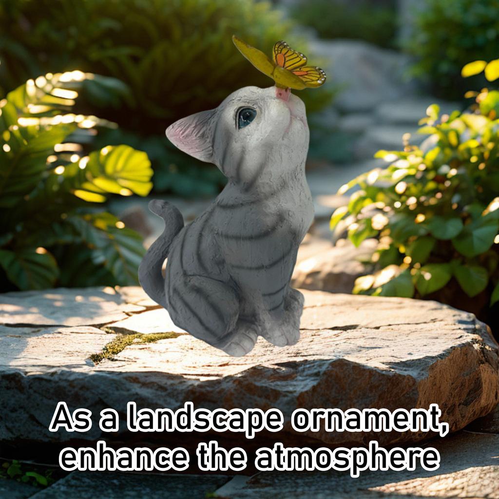 Solar-Powered Resin Figurine Night Light Realistic Animal Sculpture Garden Decorative Ornament