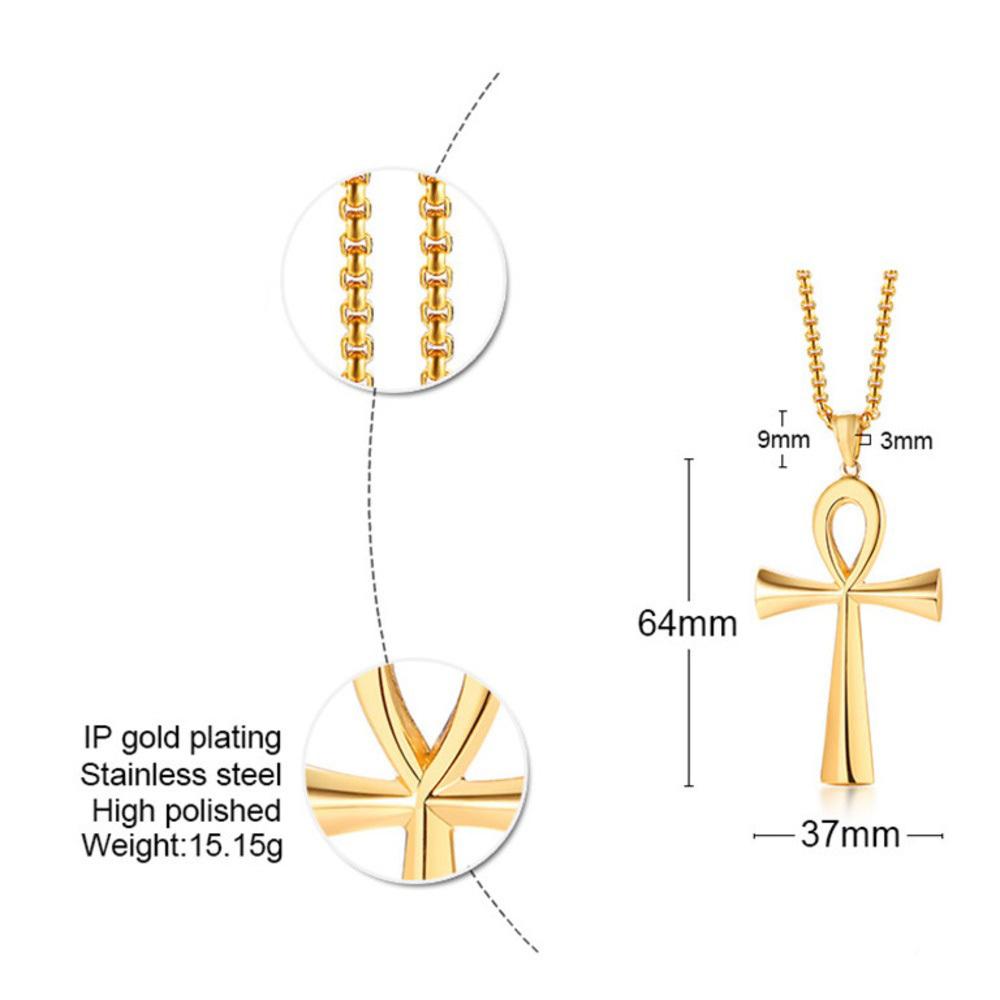 Vnox Religion Egyptian Ankh Crucifix Cross Pendant Necklaces Stainless Steel Symbol of Life Cross Pendants Prayer Gifts Jewelry