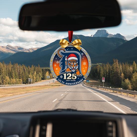 Tiger Team Christmas Decoration Detroit Team 125th Anniversary Hanging Decoration Alloy Ornament with Tiger Logo for Christmas Tree Baseball Fans Gift