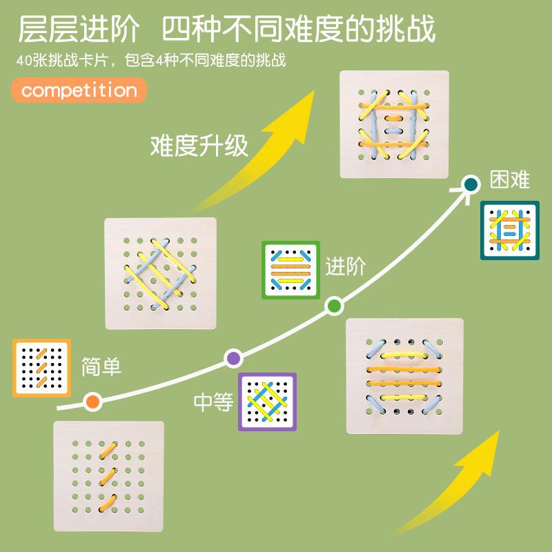 Детская головоломка Доска для нанизывания ниток Упражнение на продевание веревки Бисероплетение Мелкая моторика для малышей Игрушки для детского сада Раннее образование Монтессори Учебные пособия
