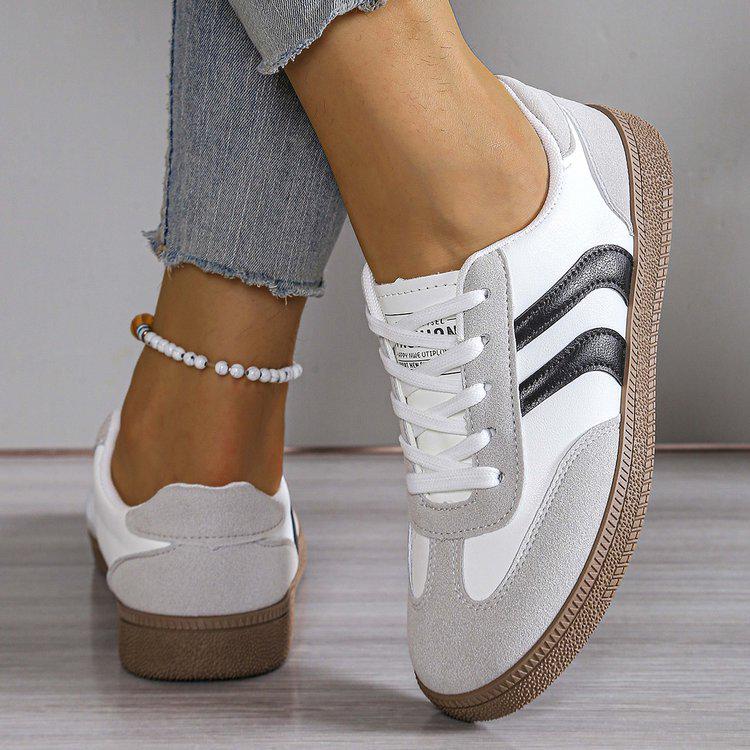 Белые женские кроссовки на платформе 2025: Толстая подошва, Кожа, Корейский стиль, Универсальные, Студенческие балетки