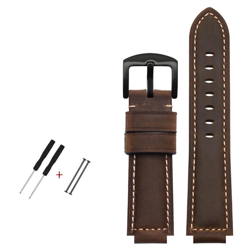 Ремешок для часов из воловьей кожи с верхним слоем, 24-16 мм, кожаный ремешок ручной работы Crazy Horse для timex T49859 | T2N720 | T2p141 Ремешок для часов