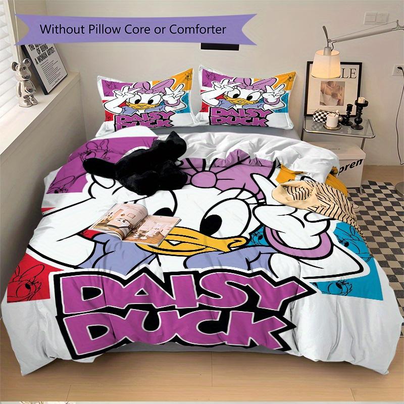 3pcs Daisy Duck Printed Quilt Set - Soft and Comfortable Quilt Cover for Bedroom, Guest Room and Dormitory Decorative Bedding Set 1 Duvet Cover +
