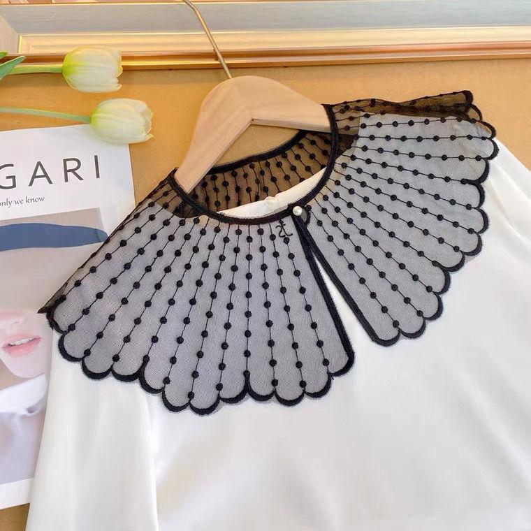 Shawl Decorative Large Collar Lace Cape Hollow Lace Fake Collar Versatile Decorative Silk Scarf Collar Shawl Neck Protection