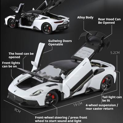 1:24 GT2 MC20 Модель Суперкара Игрушка Амортизирующее Колесо Рулевое Управление Модели Спортивных Автомобилей Звук Свет Игрушки с Оттяжкой Подарки на День Рождения