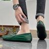 Мужские мокасины Туфли для вождения Комфортные кожаные лоферы Повседневные слипоны Большой размер Цвет Серый Горошек Обувь Большого размера
