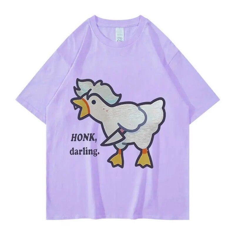 Cute Funny Goose Astarion 2023 Новая графическая футболка унисекс WoUnisex Ретро футболки с короткими рукавами Летняя мода Хлопковая футболка большого размера