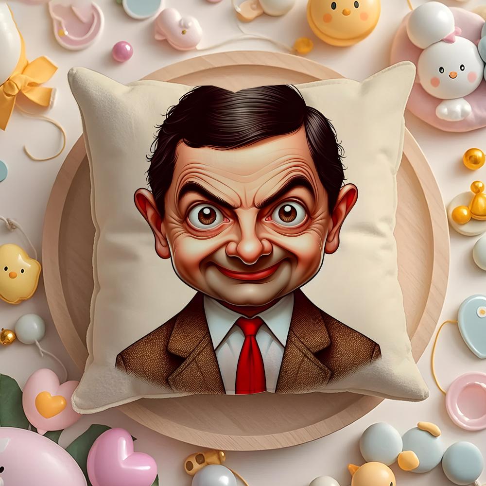 Наволочка Mr B-Bean-N Мягкая Плюшевая Ткань Двусторонняя Печатная Наволочка для Подушки Теплая Зимняя Подушка для Дивана