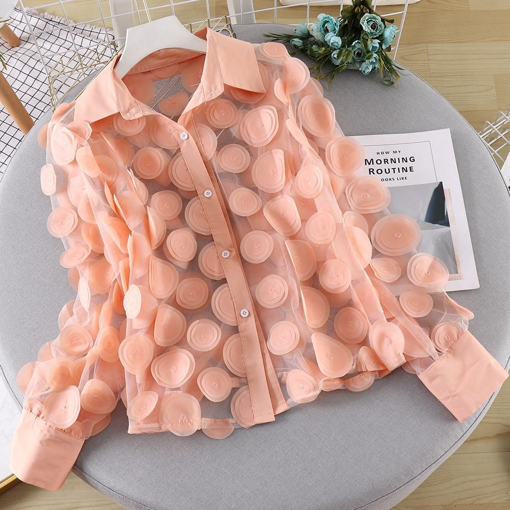 GMXIA Женская мода, повседневные весенне-осенние однотонные рубашки-поло с длинным рукавом и принтом, блузки и рубашки