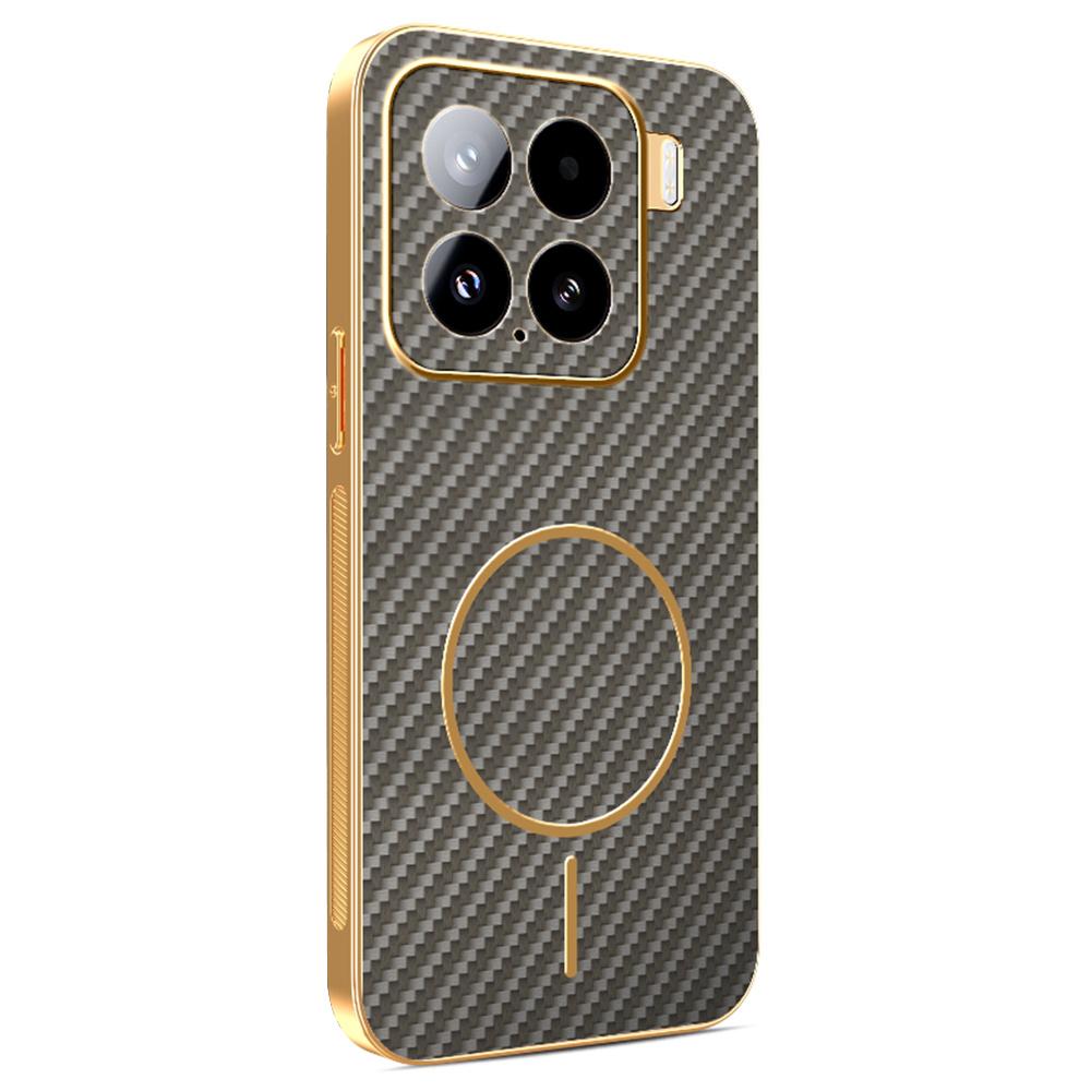 For Xiaomi 15 Phone Case Carbon Fiber Textured Electroplated TPU Back Cover