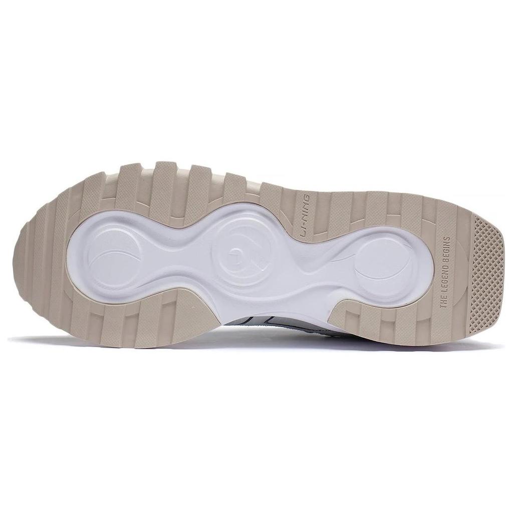 Li Ning Fangyuan Evo Fabric Synthetic Leather Retro Non-Slip Wear-Resistant Reflective Low-Top Running Shoes Men Sneakers White Gray AGCS163-3