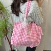 Большая вместительная кружевная сумка-подушка, сумка-тоут для поездок на работу, симпатичная клетчатая хлопковая сумка в подарок