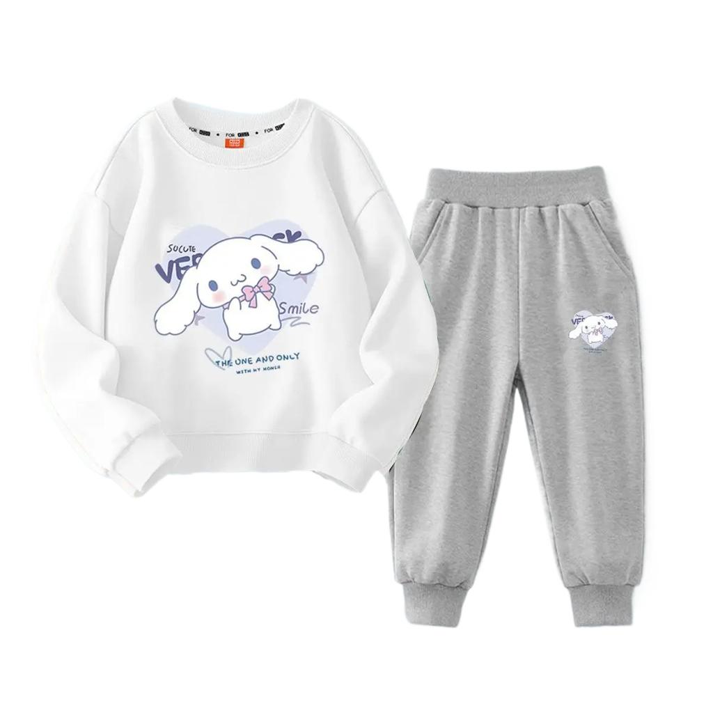 2025 Комплекты детской одежды, детский костюм с капюшоном Cinnamoroll, костюмы для мальчиков, детские костюмы, толстовки с круглым вырезом Kuromi, топы + брюки, комплект из 2 предметов