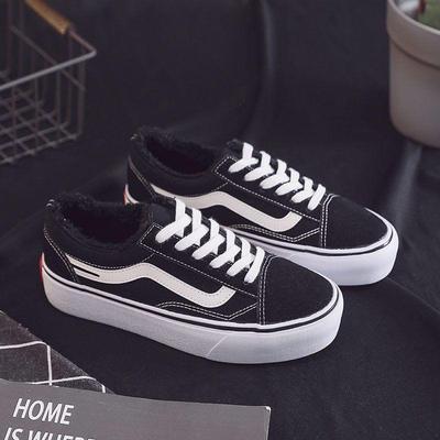 Женские парусиновые кроссовки на бархатной подкладке, Осень/Зима 2025 - Корейский стиль, Толстая подошва, Теплые и модные.