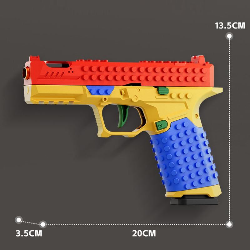 Non-Toxic Sig17 Building Blocks Toy Gun Auto Firing Eject Shell Blowback Soft Bullet Pistol Outdoor War Game For Children Adults Gift