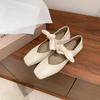Flat Shoes Women's Spring Square Head Shallow Mouth Butterfly Knot Set Foot Soft Soles Non-slip Single Shoes