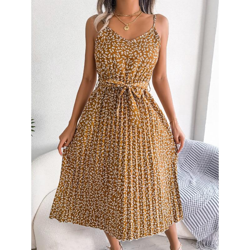 Модное женское вечернее сексуальное платье с цветочным принтом, лето 2023, женское повседневное элегантное синее длинное платье на шнуровке со складками 27881