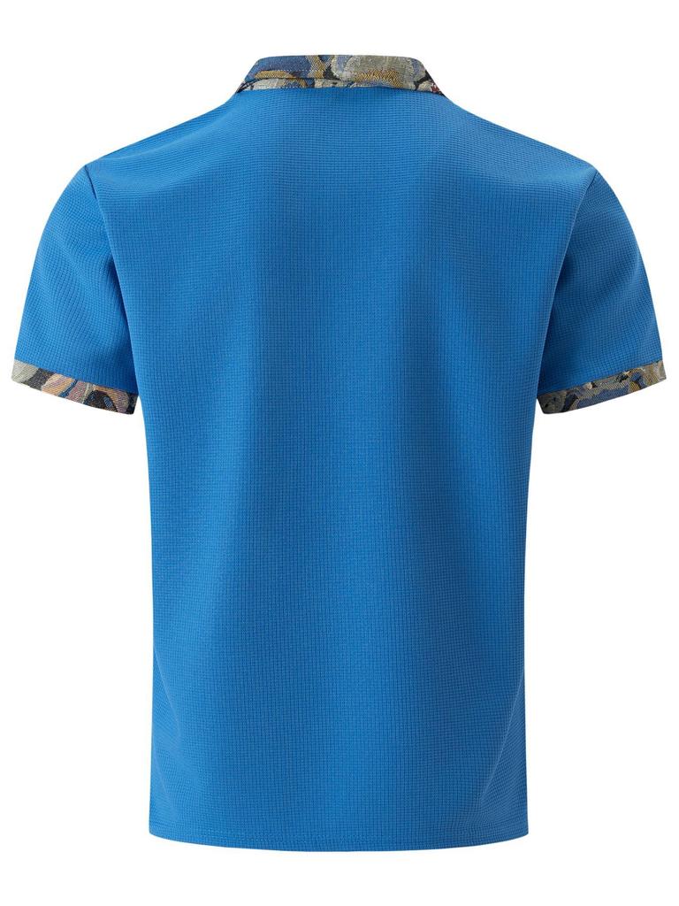 Waffle Color Blocked Pocket Short Sleeved Casual T-shirt Top