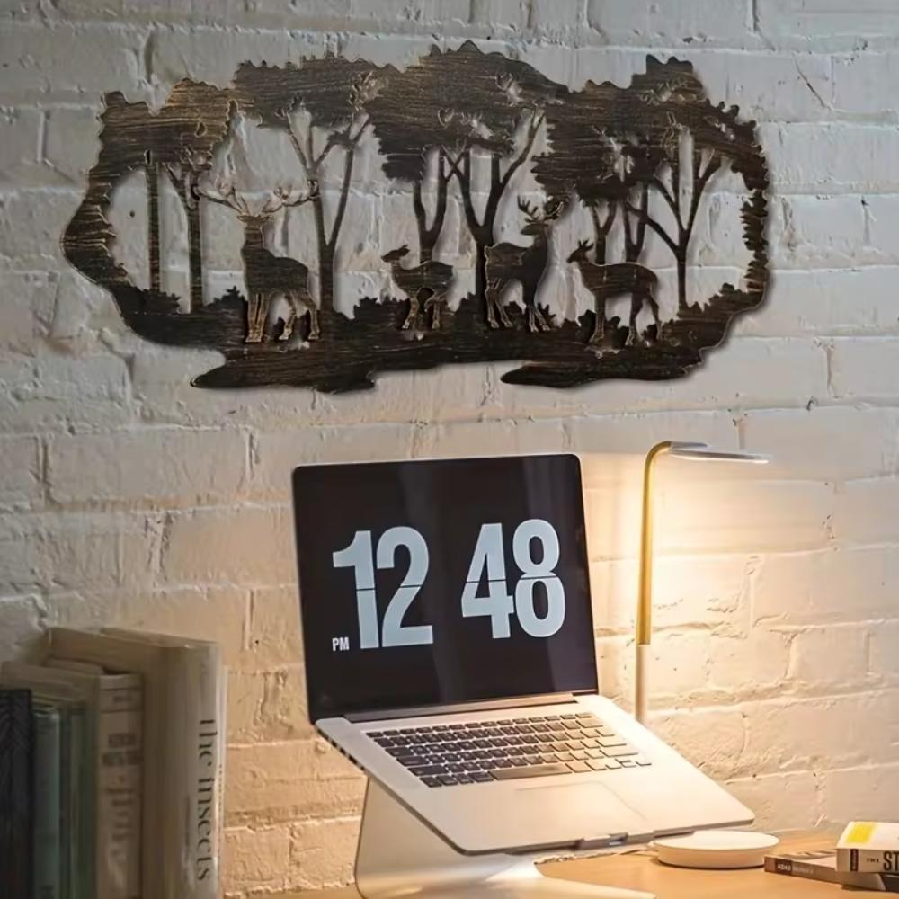 Stunning Iron Art Crafts!Metal Wall Decoration Art. Deer Forest.Home decoration.Indoor and Outdoor ornaments.Hanging Decorations