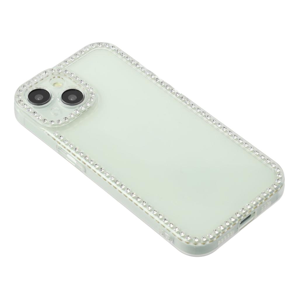 Для iPhone 15 Чехол из ТПУ с украшением стразами Прозрачная задняя крышка телефона, Точный вырез