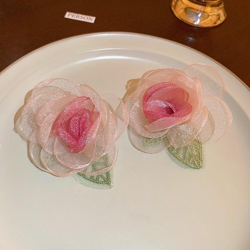 Серьги с розовыми цветами в форме сердца и кошачьим глазом, модные серьги, высококачественные серьги