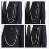 High -End Long Tassel Chain Lapel Pin Brooches Crystal Crown Cross Badge Men 'S Suit Shirt Collar Pins Luxulry Brooch Gifts