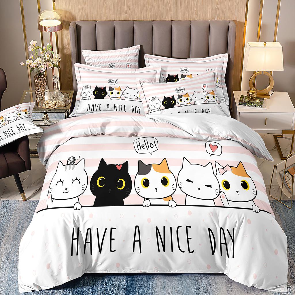 Комплект постельного белья с 3D милыми волками, кошкой и собакой, милый пододеяльник, пододеяльник, покрывало в этническом стиле с дикими животными и наволочками