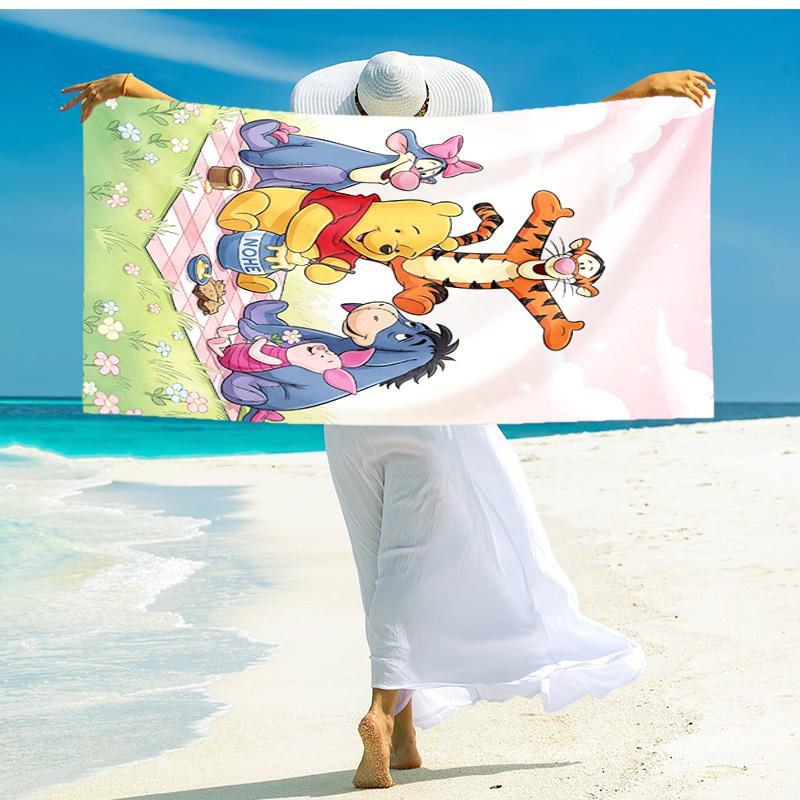 1pc Winnie Pooh Friends beach towel,quick drying absorbent beach towel,outdoor sports swimming beach towel,Soft and comfortable Y7189