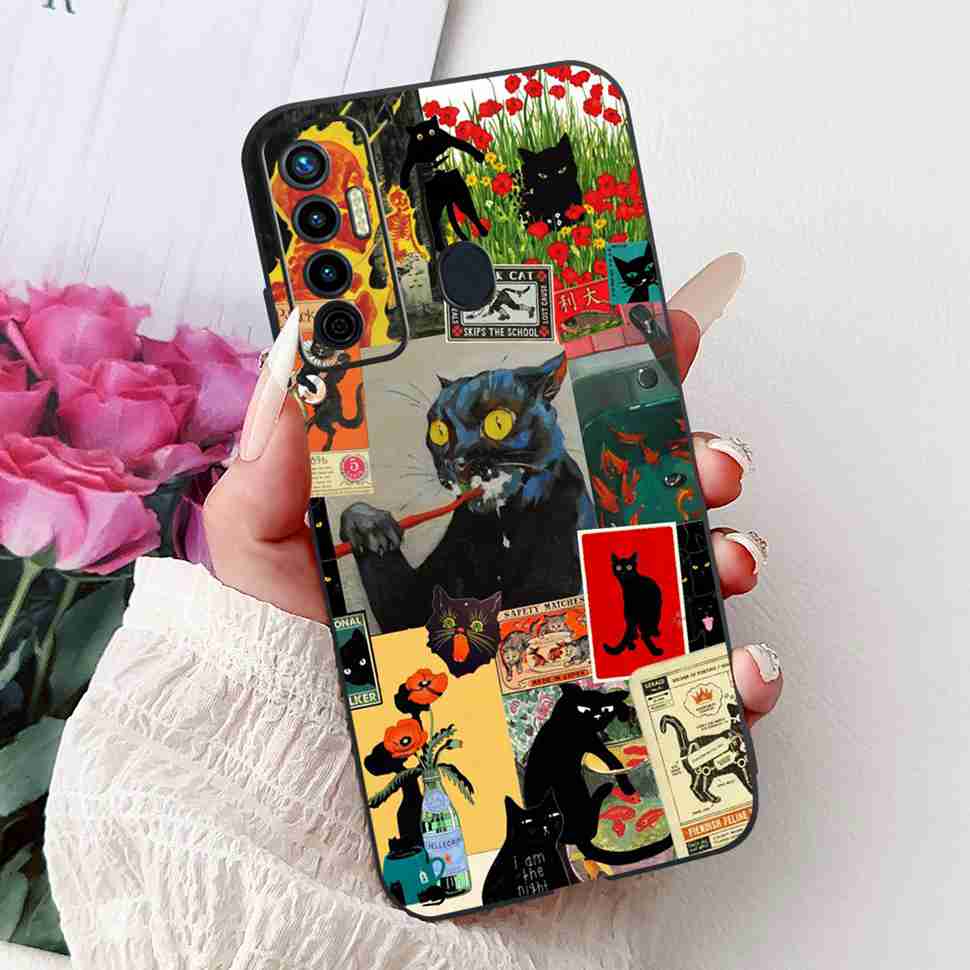 Cute Cat Cover For Tecno Camon 17 Case CG6 CG6j Silicone Soft Protection Shell For Tecno Camon 17 Camon17 Back Cover Casing 6.6"