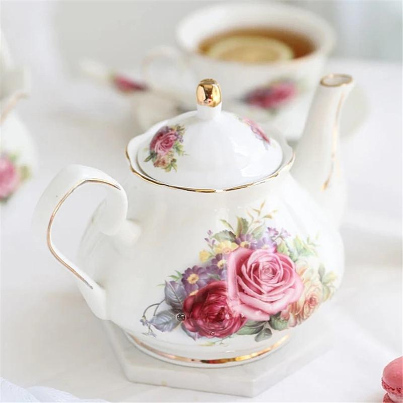 Благородный керамический чайник 500 мл, чашка 120 мл, розовый кофейник Camellia, домашний высококачественный фарфоровый чайник, кувшин для вечеринок, кафе, чайная утварь, чайник
