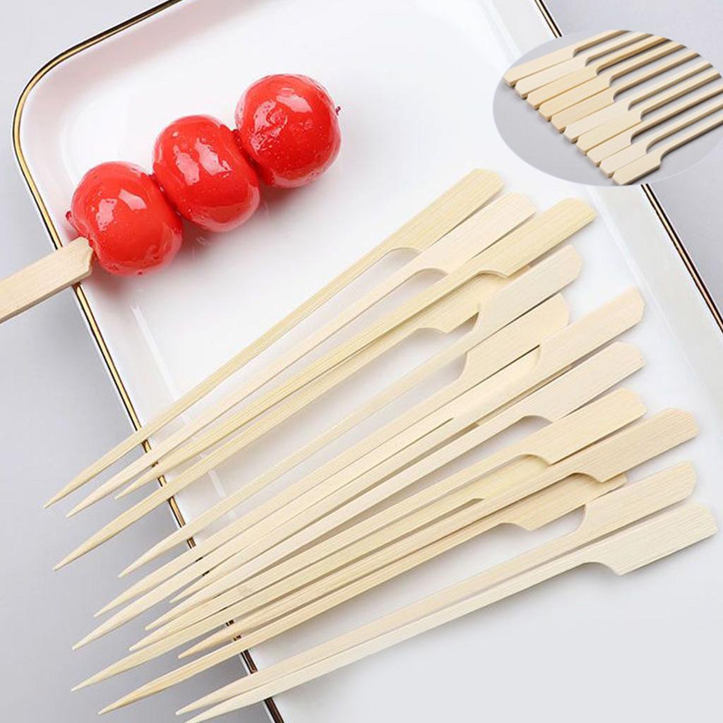 100 шт. шампуров для еды, вилка для гриля, универсальные шампуры, деревянные шампуры для мяса, вилка для фруктов, подходит для гриля и барбекю