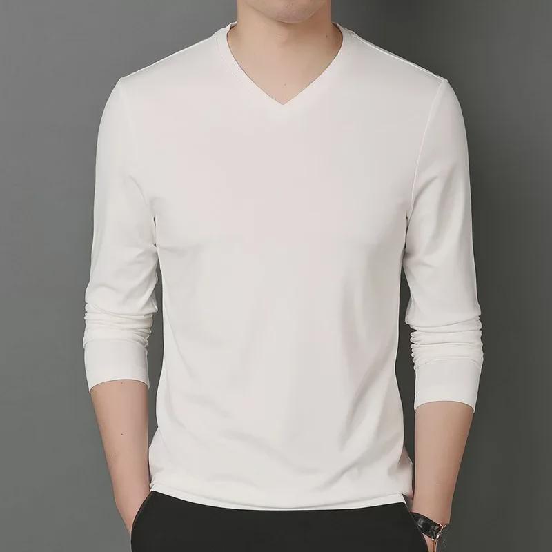 2023 Men's Slim Fit V-Neck Long-Sleeved T-Shirt for Spring and Autumn