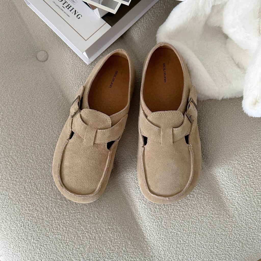 Модные туфли на плоской подошве 2024 года для женщин Mori Girl Style Shoes Женские туфли на плоской подошве высокого качества в стиле ретро, женские туфли без застежек с пряжкой из коровьей замши