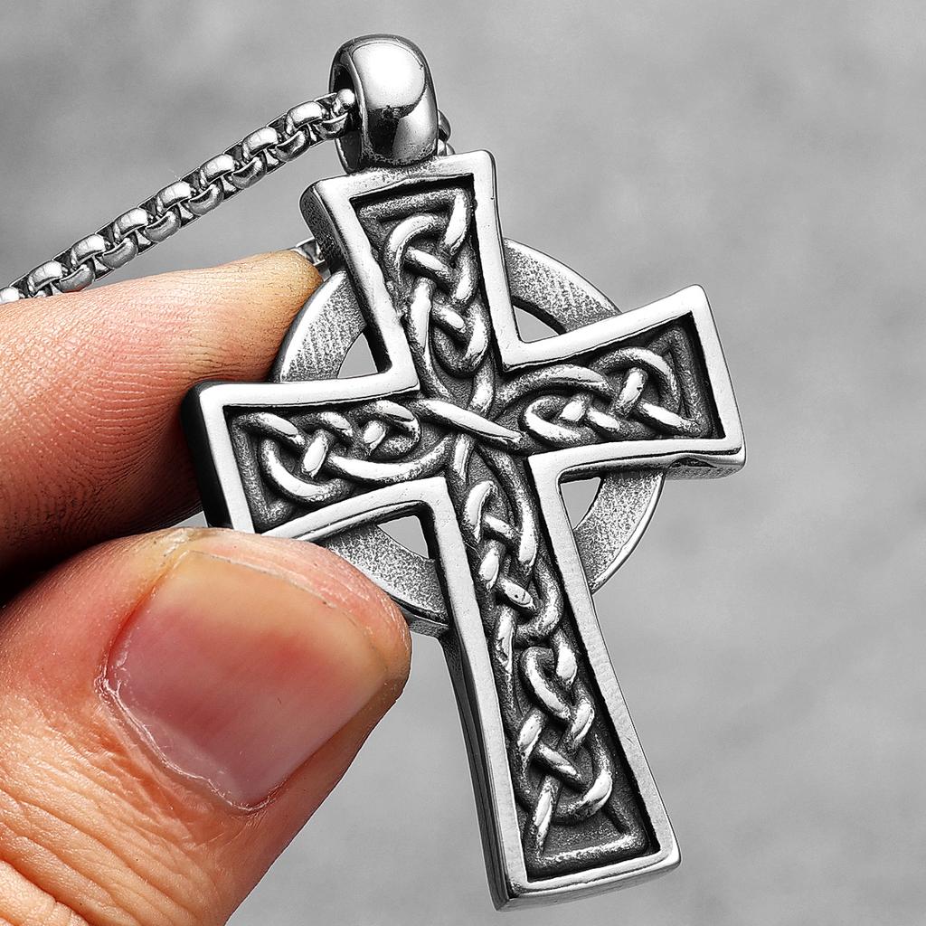 Celtic Knot Cross Stainless Steel Men Women Necklaces Pendants Chain Gothic Punk Trendy Amulet Jewelry Creativity Gift Wholesale