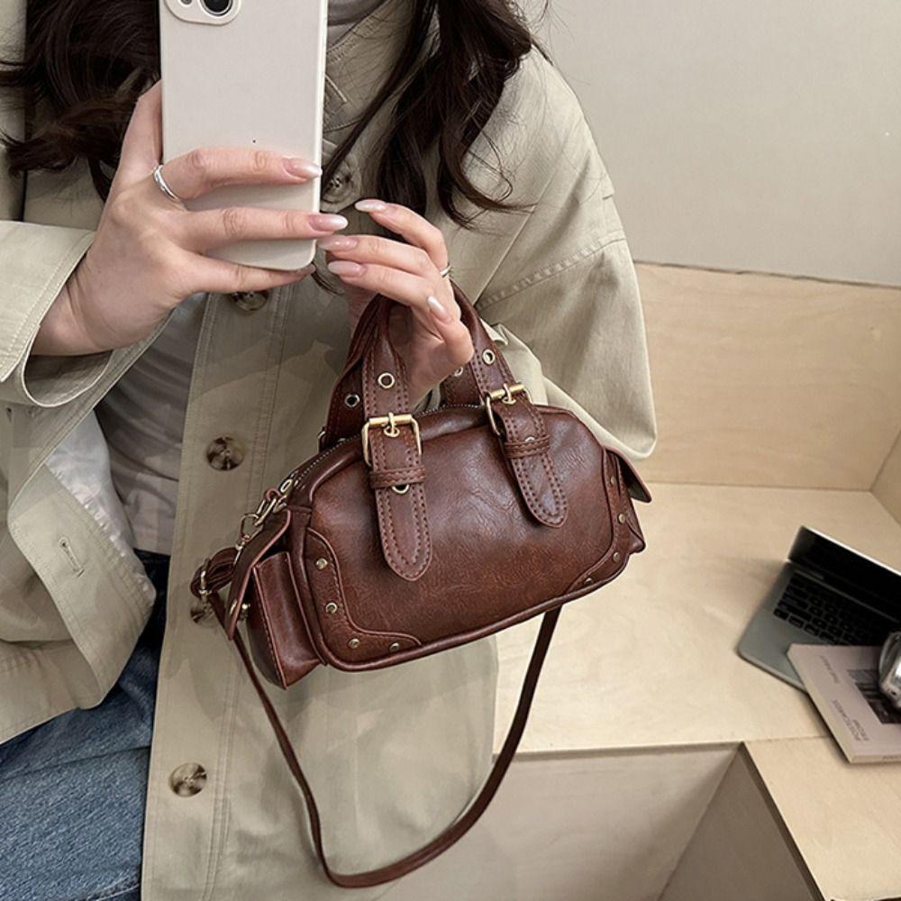 Pu Leather Vintage Underarm Bag Spicy Girl Locomotive Pack Punk Armpit Bag Girls