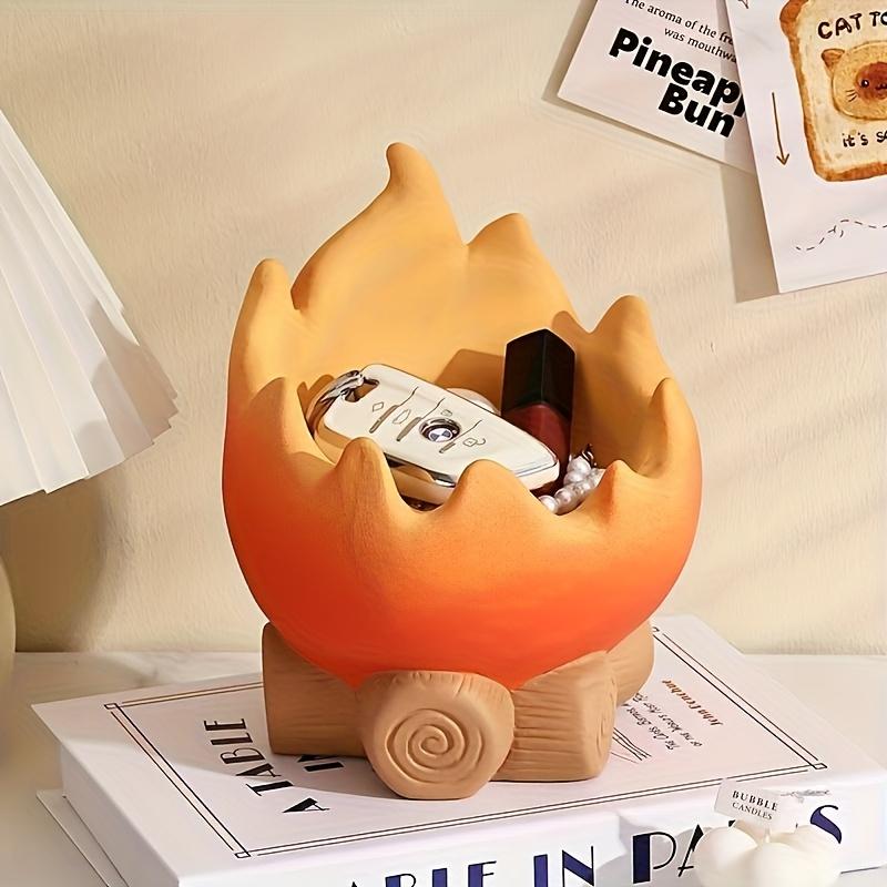 Flame Shaped Storage Tray, Unique Flame Design Ceramic Decorative Tray for Home and Office ,Ideal for Organizing Lipstick, Keys, and Small Items