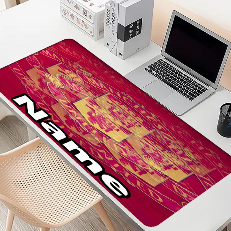 Custom Name Personalized Manchester Football F.C Pattern Mousepad, Laptop PC Desk Mat, Decorative Desk Mat for Home Keyboard Pad Gift