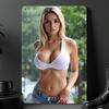 Винтажная металлическая настенная картина «Девушка в бикини» 8x12 дюймов - Ретро белый декор с предварительно просверленными отверстиями, Водонепроницаемая прочная железная табличка для мужчины Ca