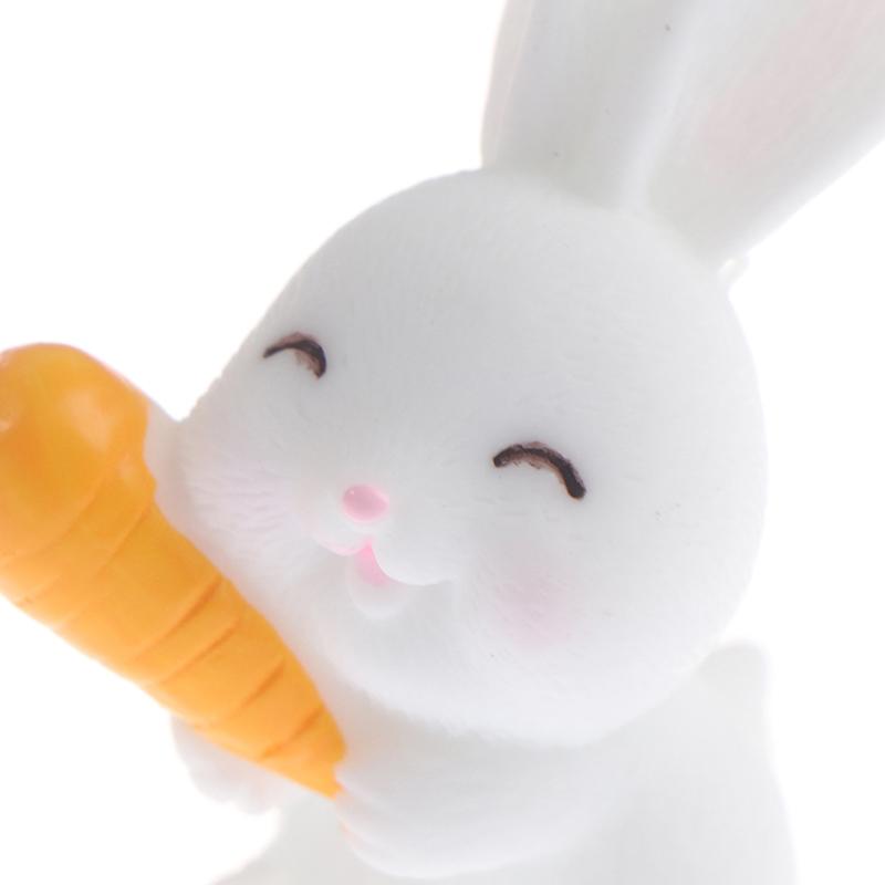 4шт Пасхальный кролик Морковь Миниатюрный садовый декор Мини-кролик Пасхальный кекс Декор