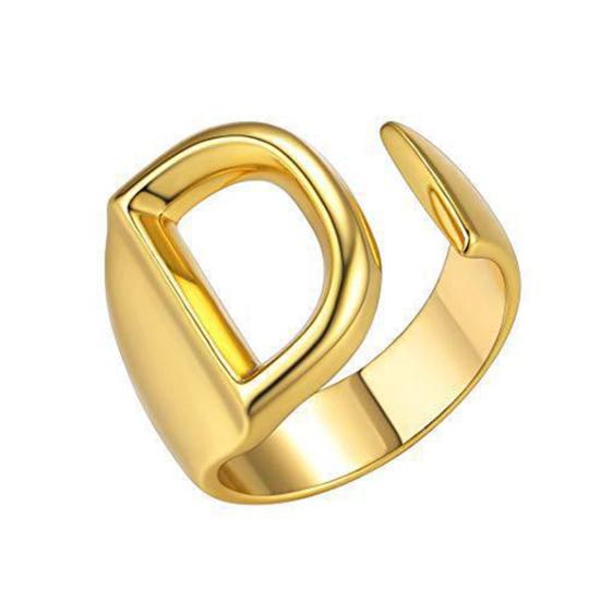 Кольцо с алфавитом, 26 английских букв, кольцо с регулируемым отверстием, золотое, полированное, легкое, из сплава, ювелирное украшение на палец для вечеринок и повседневного ношения