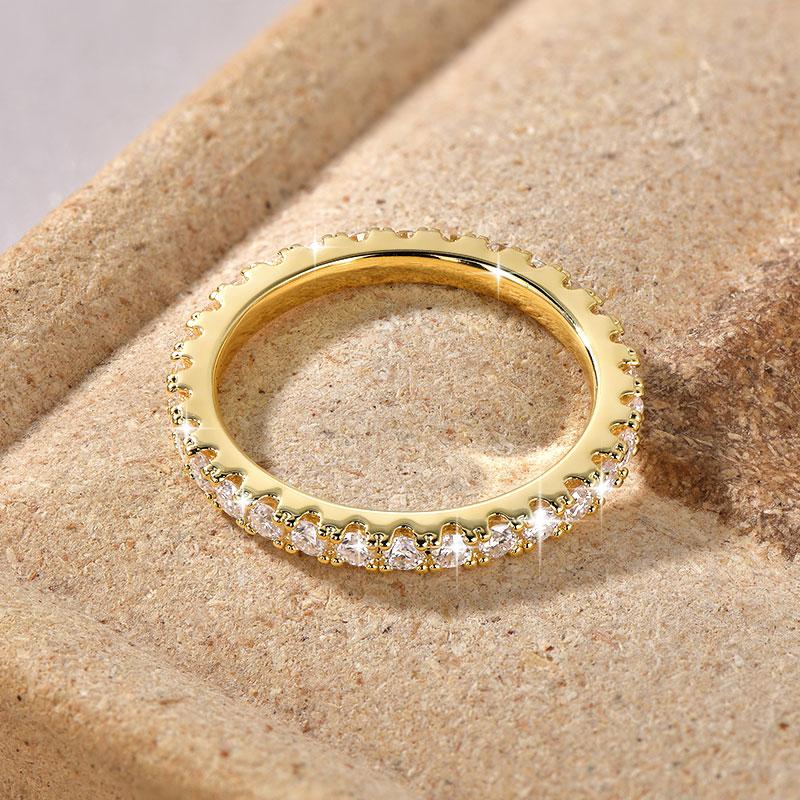 Anziw 2mm D Full Moissanite Ring for Women Sparkling Wedding Eternity Band 14k Gold Filled Wedding Engagement Ring Jewelry