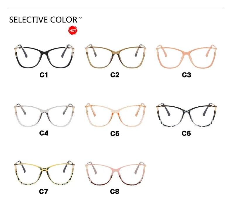 2023 New Fashion Women Anti Light Blue Cat Eye Glasses Frame Retro Hight Quality Luxury Optical Computer Reading Eyeglasses