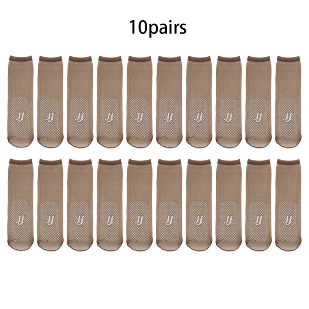 10 Pairs Ultra-thin Breathable Socks Women Non-slip Transparent Elastic Socks Ladies Summer Core Wire Short Ankle Socks