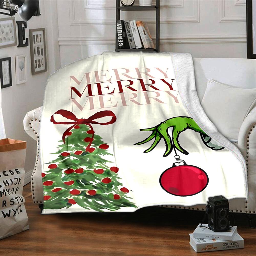 Christmas Grinch Decorations Blanket Soft Throw Blanket For Home Bedroom Bed Sofa Travel Office Solid Christmas Blanket