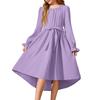 Girls' Long Sleeve Dress Belted Semi-Formal Party Dress