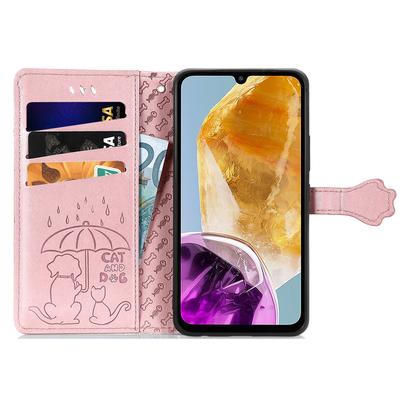 Кожаный чехол-кошелек для Samsung Galaxy A06 4G, откидная крышка для телефона с милым рисунком кошки и собаки
