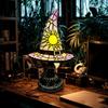 Stained Glass Witch Hat Lamp Halloween Hat Lamp Table Lamp for Living Room Home Bedroom Decorati